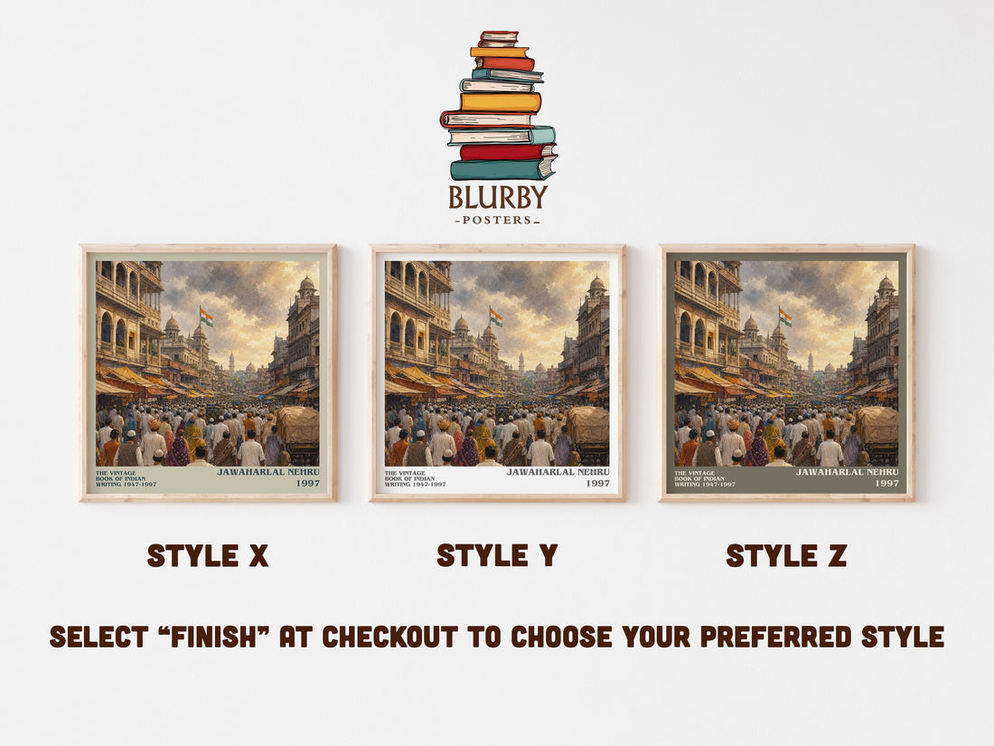 The Vintage Book of Indian Writing 1947-1997 literary print in frame leaning in hallway – literary fiction wall art (mockup)