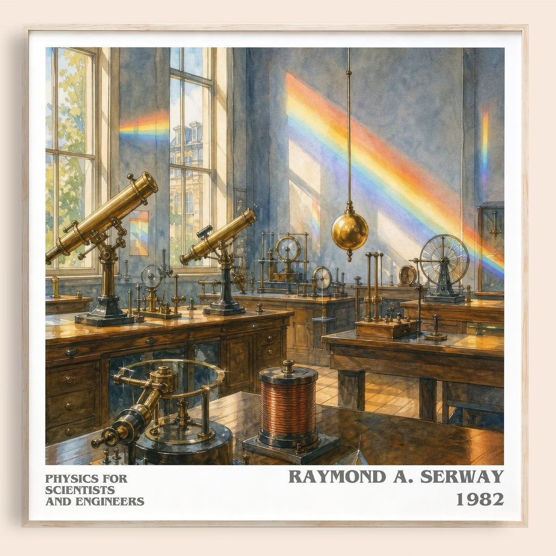 Physics for scientists and engineers literary book poster by Raymond A. Serway – framed literary art print