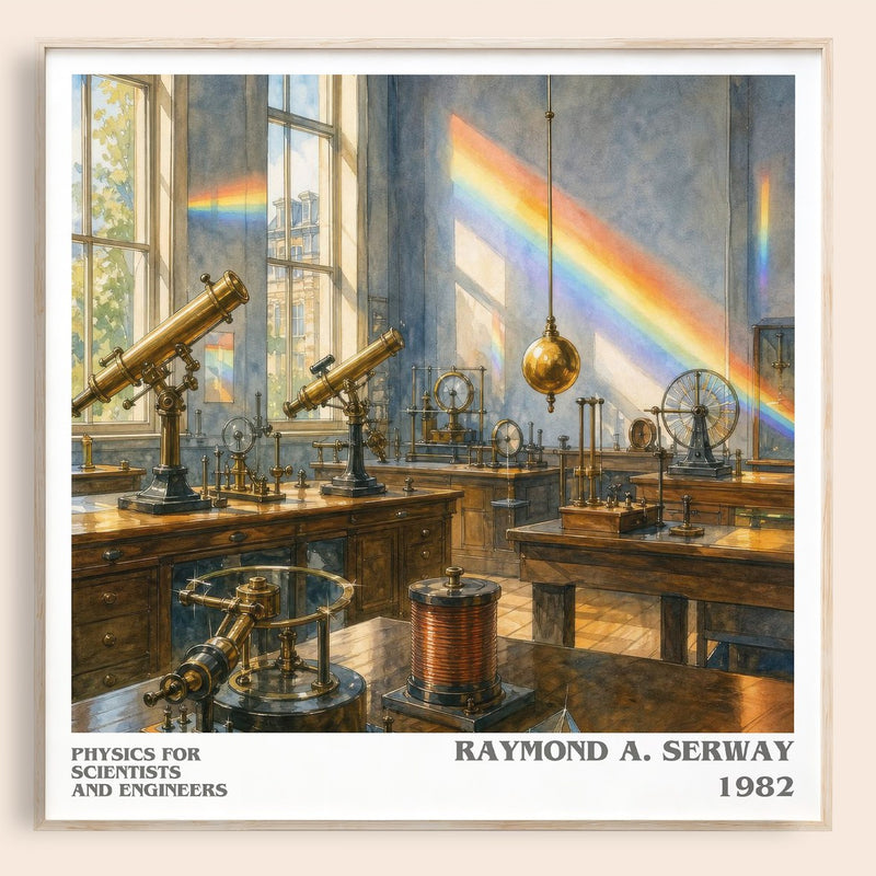 Physics for scientists and engineers literary book poster by Raymond A. Serway – framed literary art print