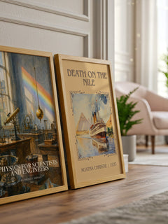 Physics for scientists and engineers watercolour print framed by window – literary home decor