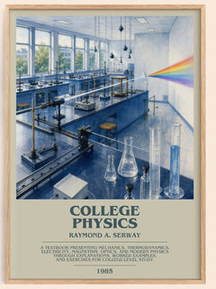 College physics bookish book poster by Raymond A. Serway – framed literary art print