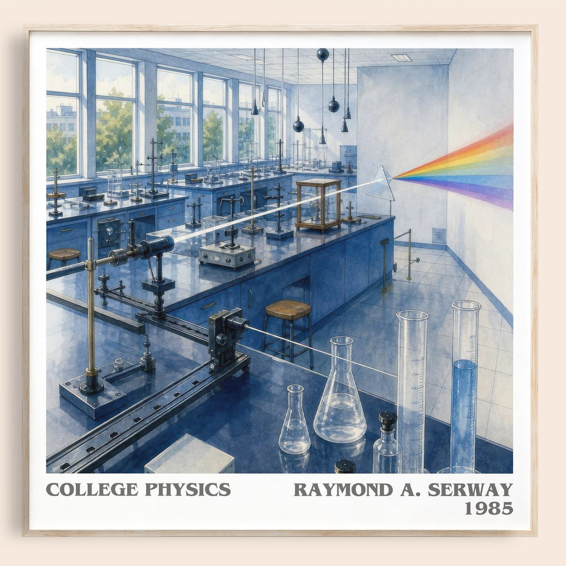College physics literary book poster by Raymond A. Serway – framed literary art print