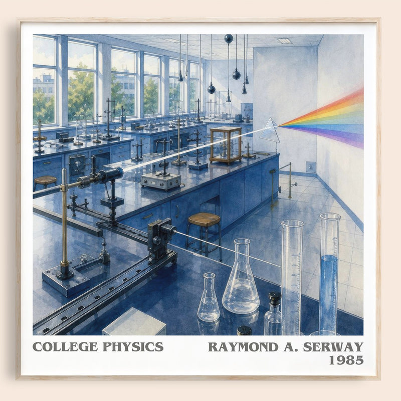 College physics literary book poster by Raymond A. Serway – framed literary art print