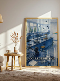 College physics watercolour print in frame leaning in hallway – non fiction wall art