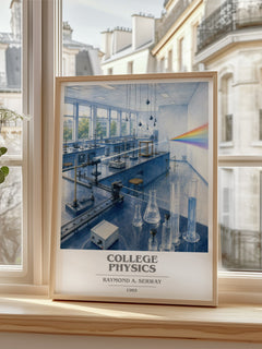 College physics book cover poster colour and style options – Raymond A. Serway book art