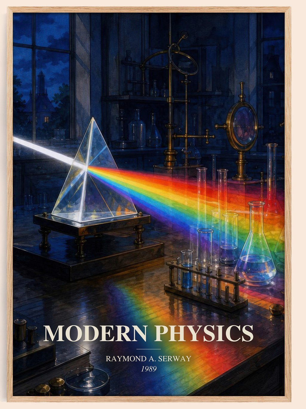 Modern Physics watercolour book poster by Raymond A. Serway – framed literary art print