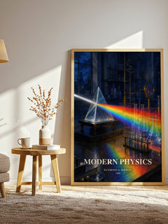 Modern Physics watercolour print in frame leaning in hallway – non fiction wall art