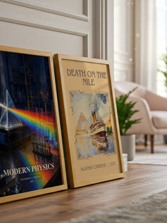 Modern Physics watercolour print framed by window – literary home decor