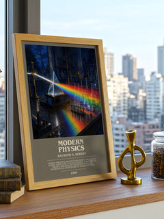Modern Physics bookish print framed by window – literary home decor