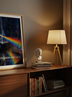 Modern Physics watercolour print on bookshelf – Raymond A. Serway fan gift