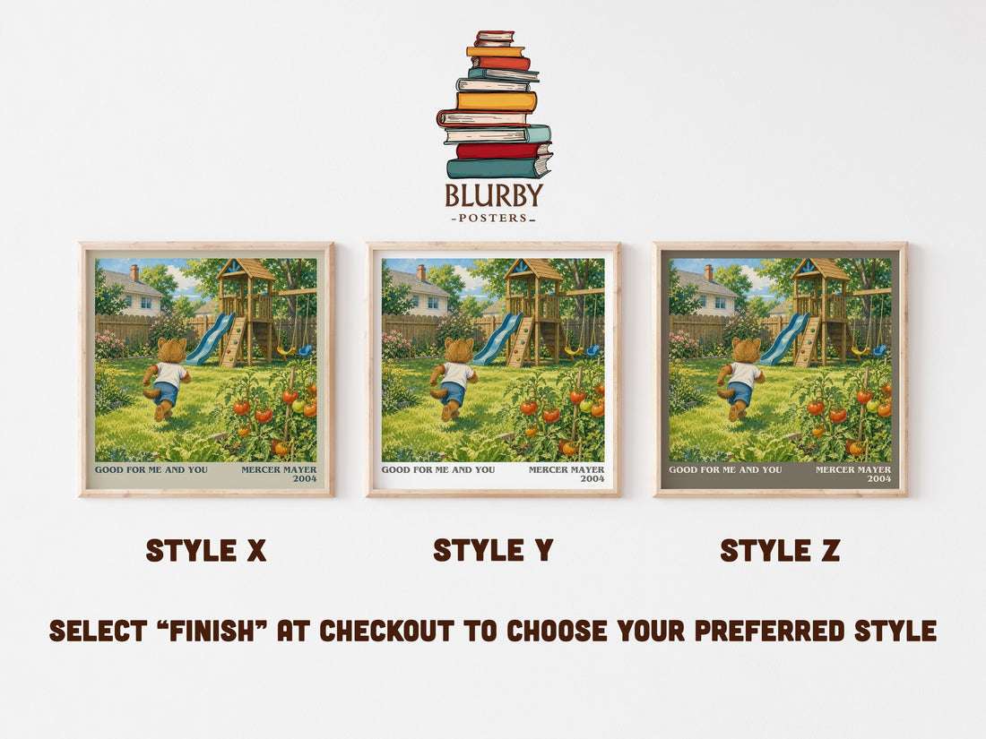 Good for Me and You literary print in frame leaning in hallway – childrens wall art (mockup)