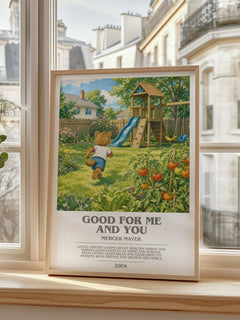 Good for Me and You Bookish Wall Art by Mercer Mayer – framed print by a bright window