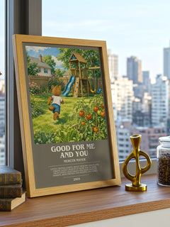 Good for Me and You Bookish Wall Art by Mercer Mayer – framed print on a city-view windowsill