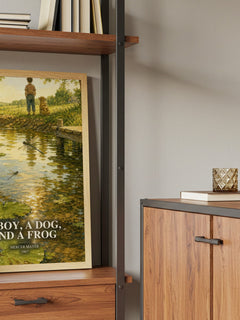 A Boy, a Dog, and a Frog book watercolour illustration paper finish options – matte satin gloss