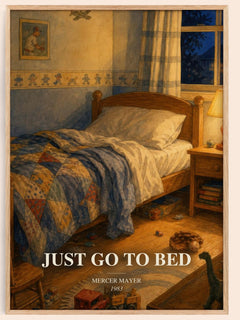 Just Go to Bed watercolour book poster by Mercer Mayer – framed literary art print