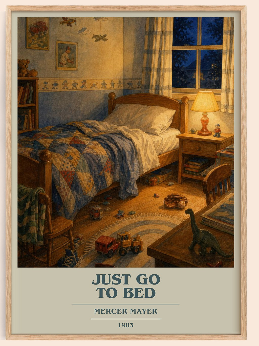 Just Go to Bed book cover book poster by Mercer Mayer – framed literary art print
