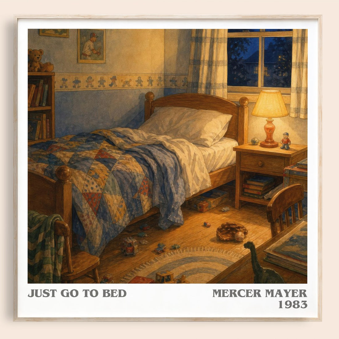 Just Go to Bed literary book poster by Mercer Mayer – framed literary art print