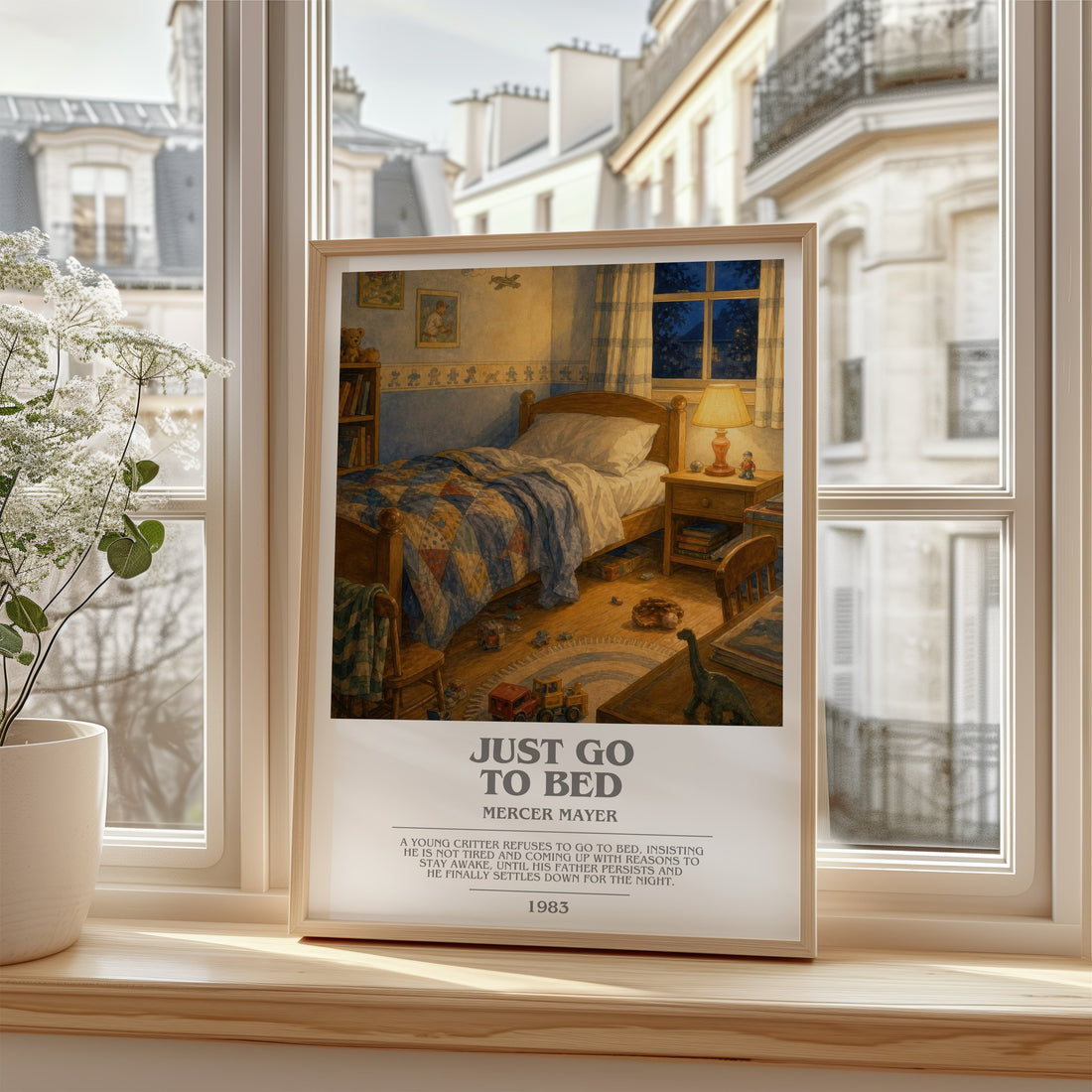 Just Go to Bed bookish poster colour and style options – Mercer Mayer book art