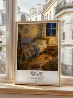 Just Go to Bed book cover poster colour and style options – Mercer Mayer book art