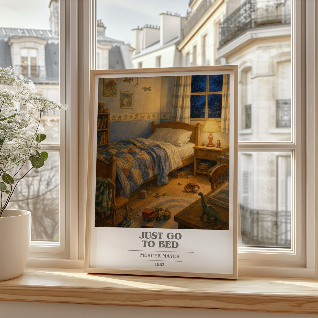 Just Go to Bed book cover poster colour and style options – Mercer Mayer book art
