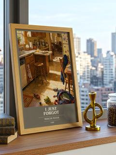 I Just Forgot book cover print framed by window – literary home decor