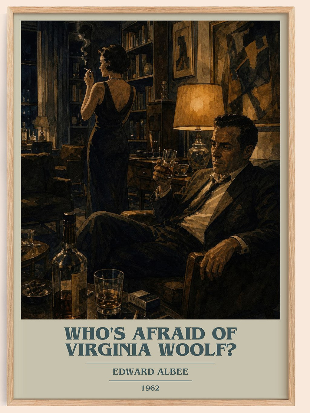 Who's Afraid of Virginia Woolf? book cover book poster by Edward Albee – framed literary art print