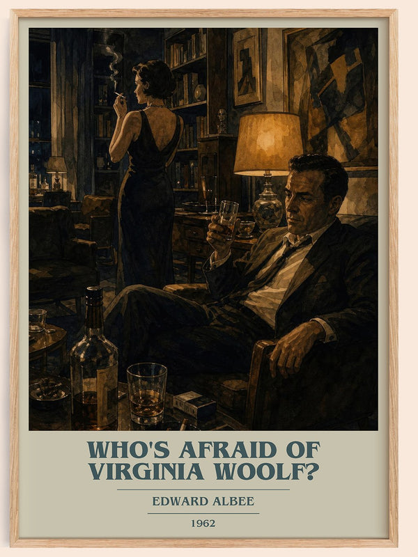Who's Afraid of Virginia Woolf? book cover book poster by Edward Albee – framed literary art print