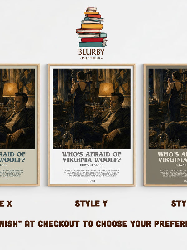 Who's Afraid of Virginia Woolf? bookish print in frame leaning in hallway – literary fiction wall art