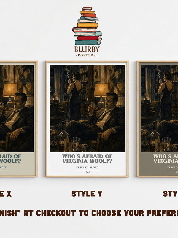 Who's Afraid of Virginia Woolf? book cover print in frame leaning in hallway – literary fiction wall art