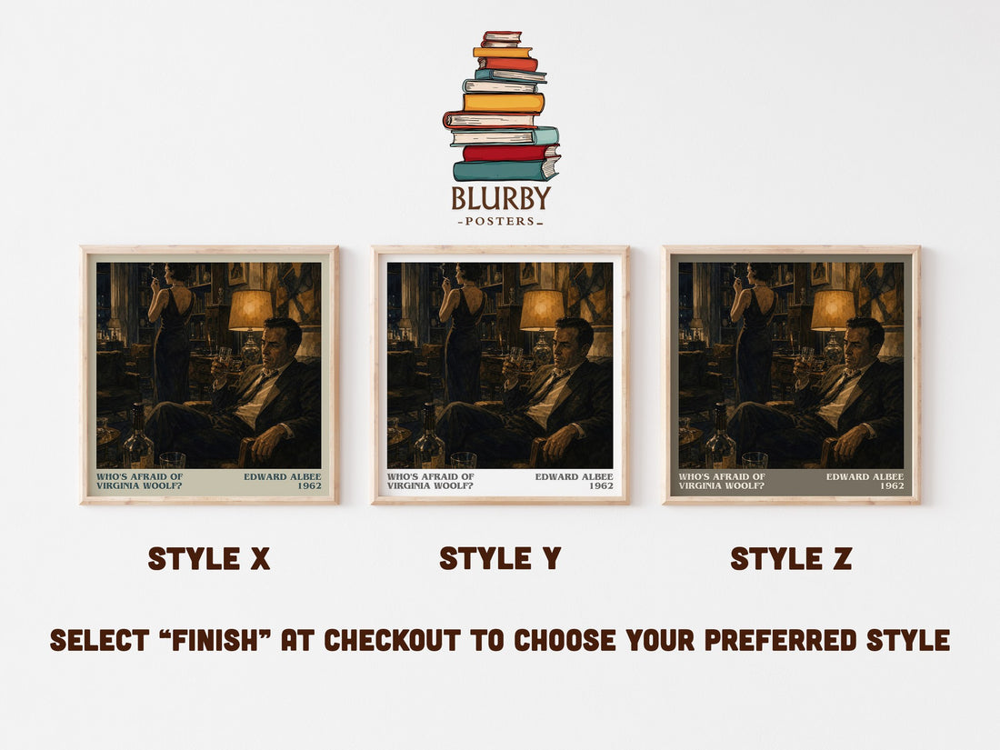 Who's Afraid of Virginia Woolf? literary print in frame leaning in hallway – literary fiction wall art (mockup)