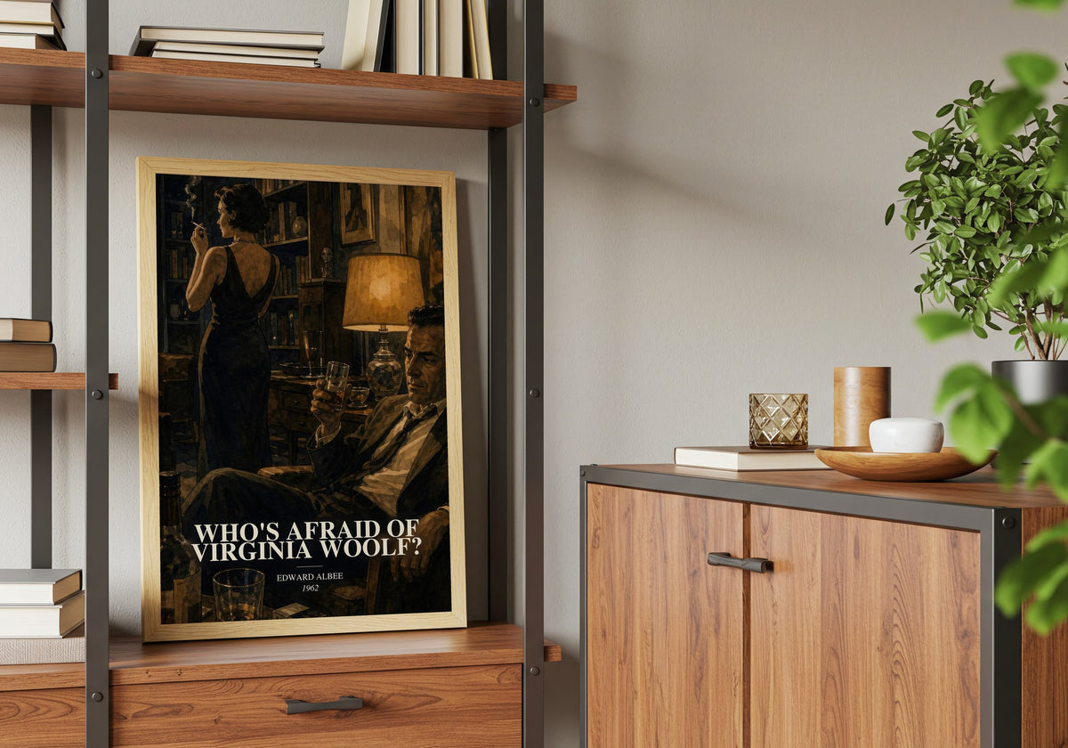 Who's Afraid of Virginia Woolf? book watercolour illustration paper finish options – matte satin gloss