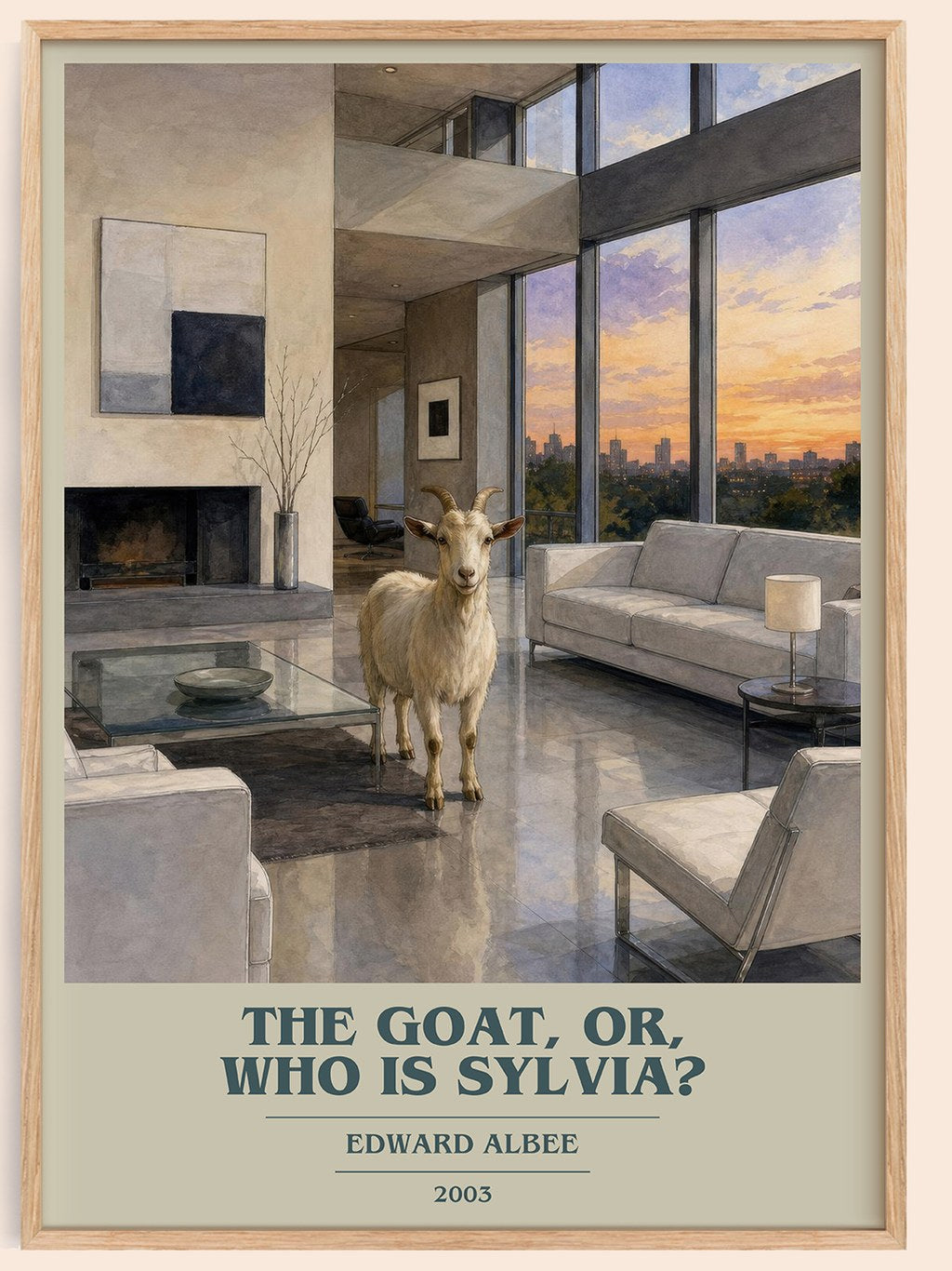 The goat, or, Who is Sylvia? book cover book poster by Edward Albee – framed literary art print
