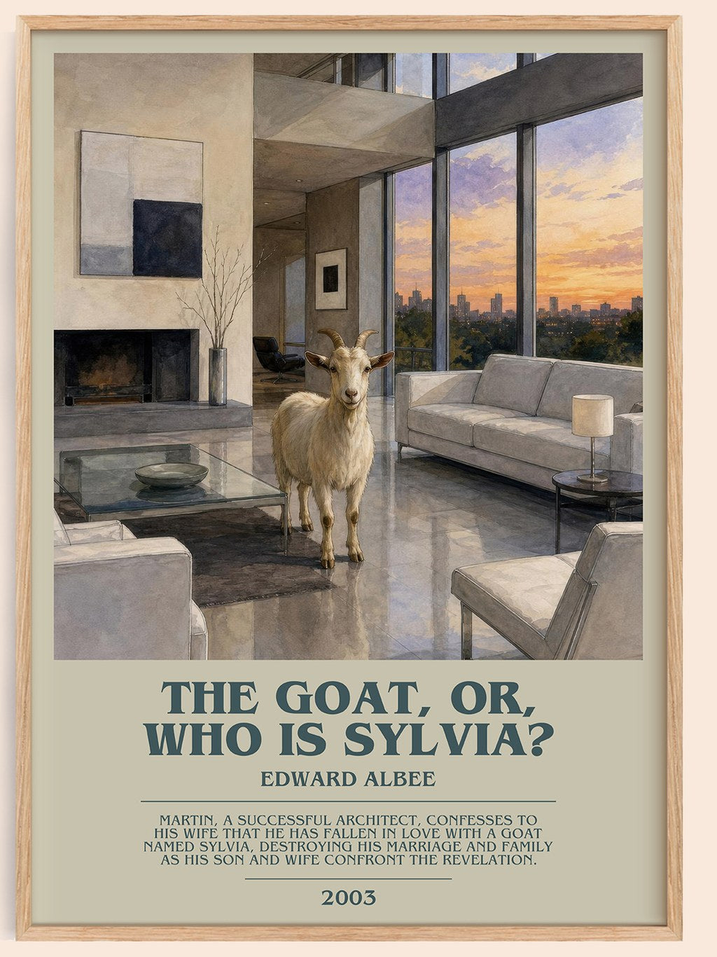 The goat, or, Who is Sylvia? bookish book poster by Edward Albee – framed literary art print