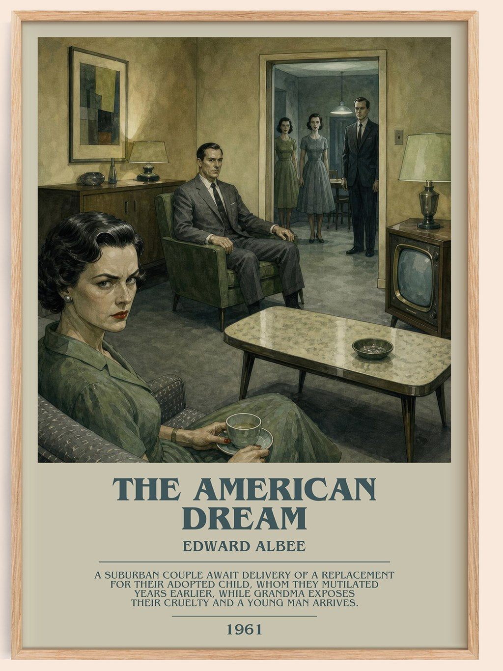 The American dream bookish book poster by Edward Albee – framed literary art print