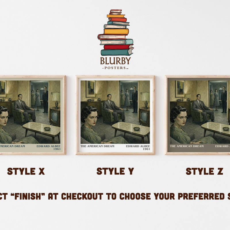 The American dream literary print in frame leaning in hallway – literary fiction wall art