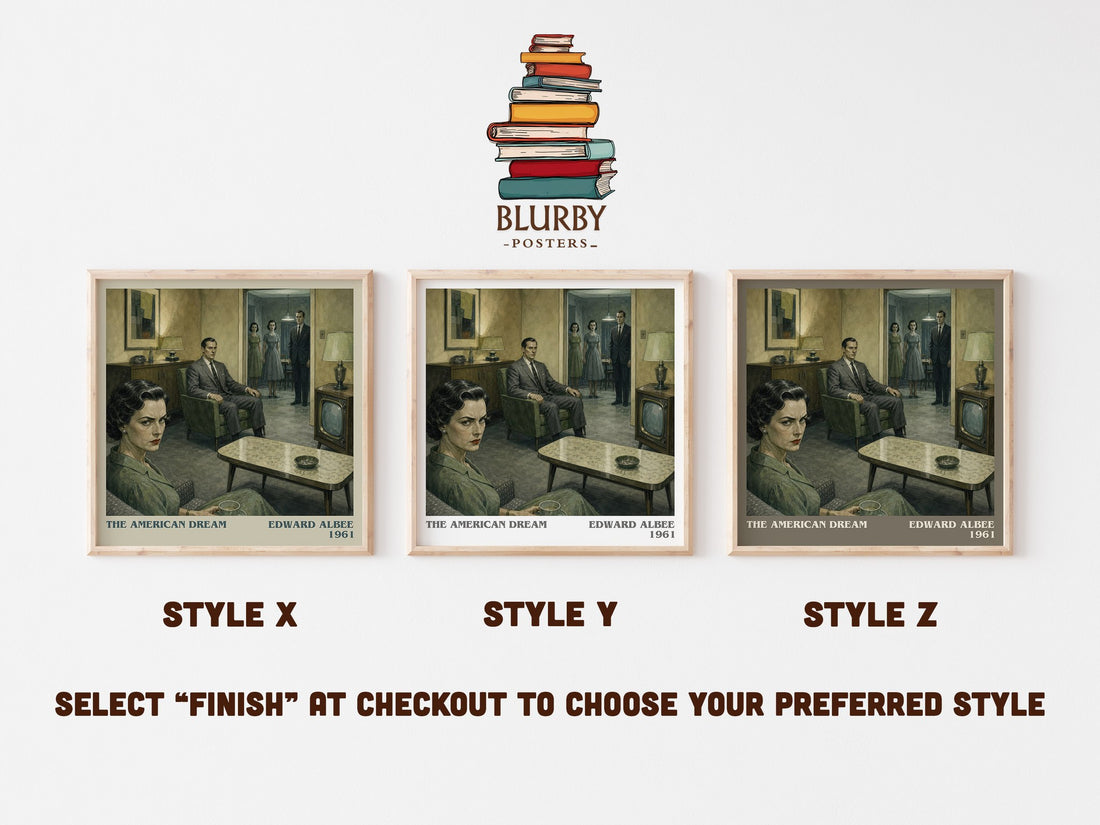 The American dream literary print in frame leaning in hallway – literary fiction wall art (mockup)