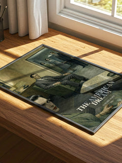 The American dream watercolour book poster framed on wall – literary fiction wall art