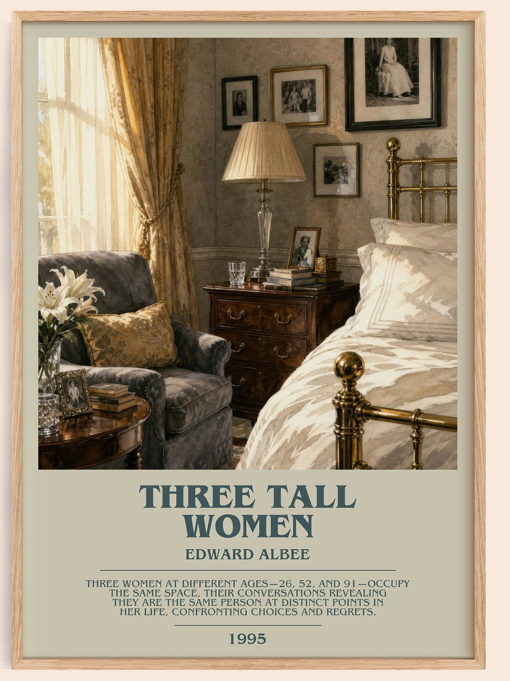 Three tall women bookish book poster by Edward Albee – framed literary art print