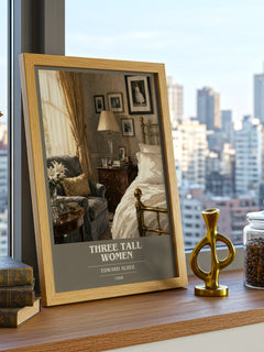 Three tall women book cover print framed by window – literary home decor