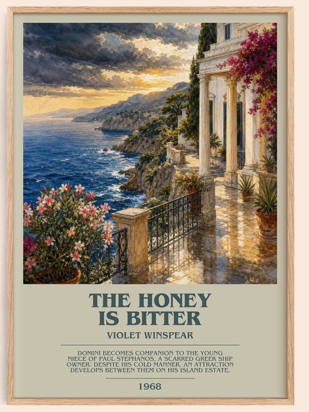 The Honey is Bitter bookish book poster by Violet Winspear – framed literary art print