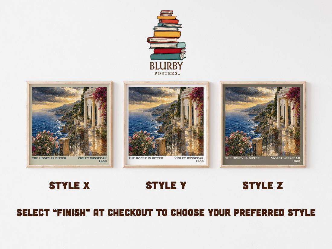 The Honey is Bitter literary print in frame leaning in hallway – romance wall art (mockup)