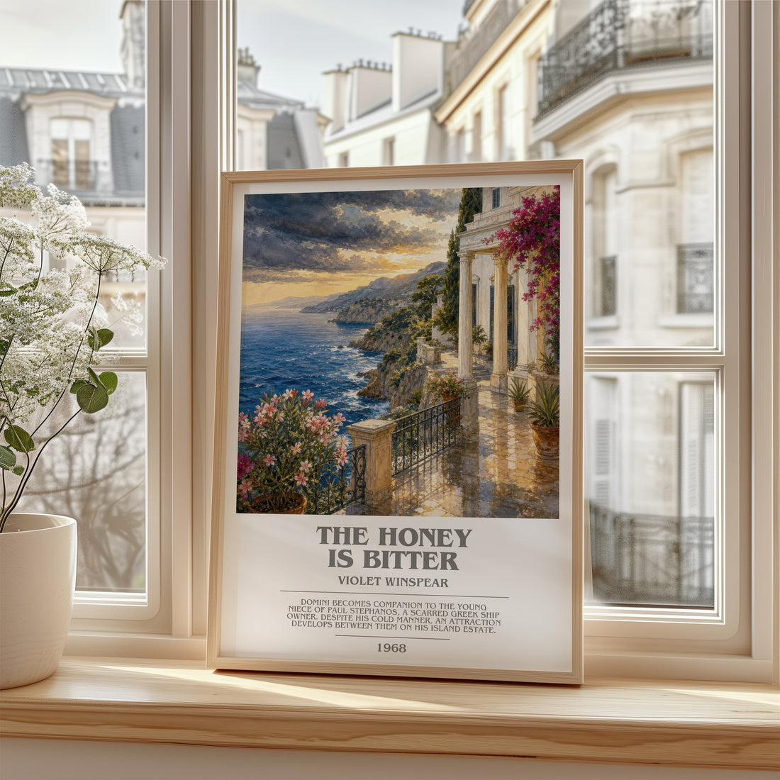 The Honey is Bitter bookish poster colour and style options – Violet Winspear book art