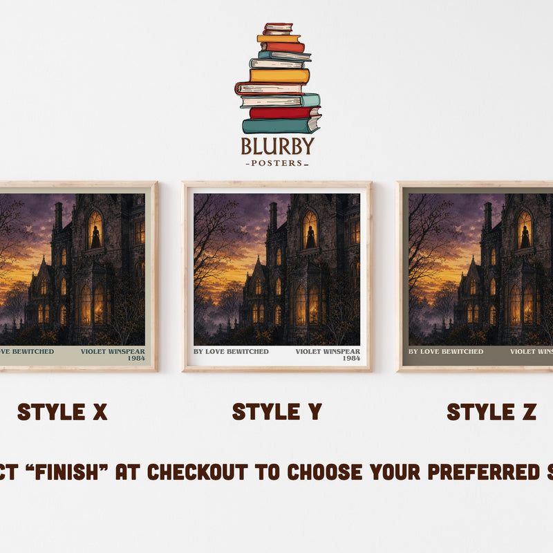 By Love Bewitched literary print in frame leaning in hallway – romance wall art