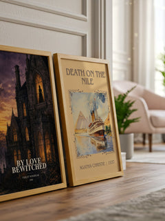 By Love Bewitched watercolour print framed by window – literary home decor