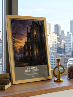 By Love Bewitched book cover print framed by window – literary home decor