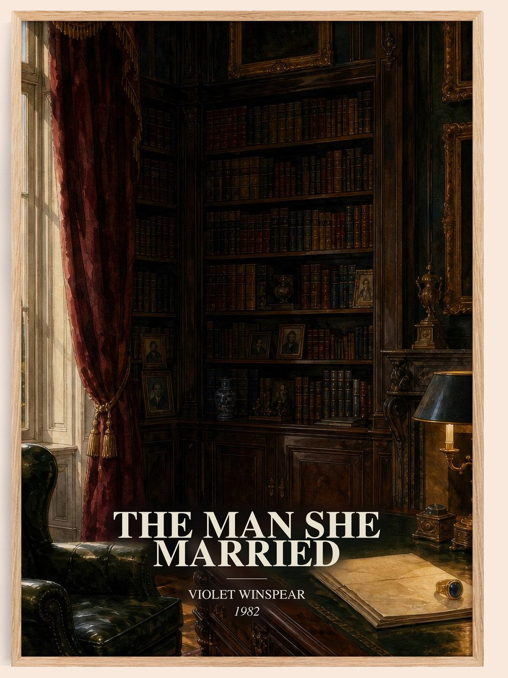 The Man She Married watercolour book poster by Violet Winspear – framed literary art print