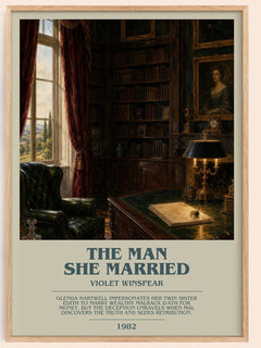 The Man She Married bookish book poster by Violet Winspear – framed literary art print