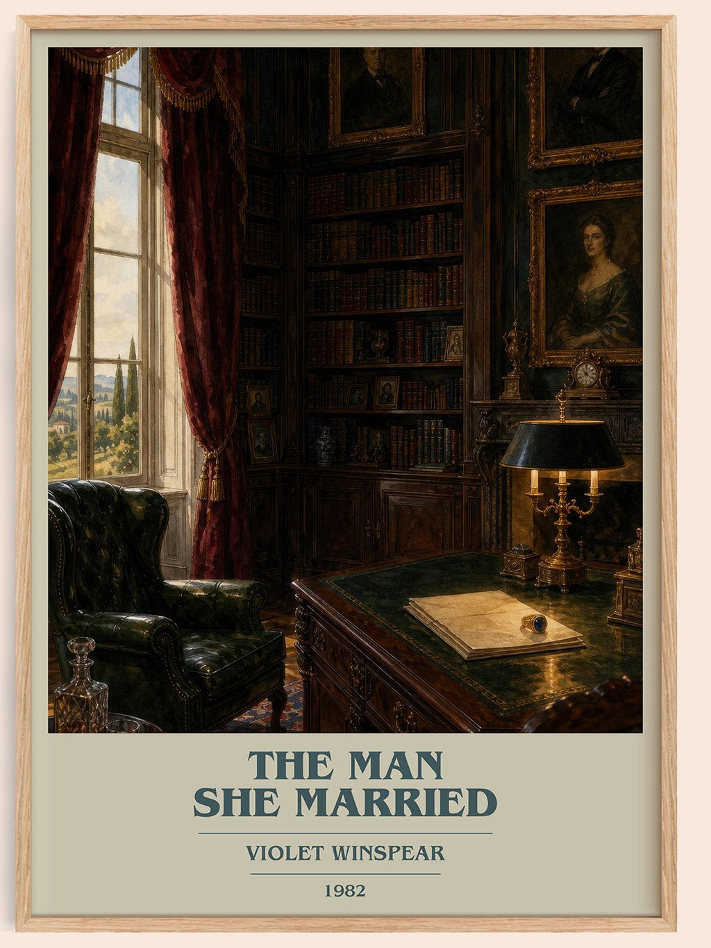 The Man She Married book cover book poster by Violet Winspear – framed literary art print