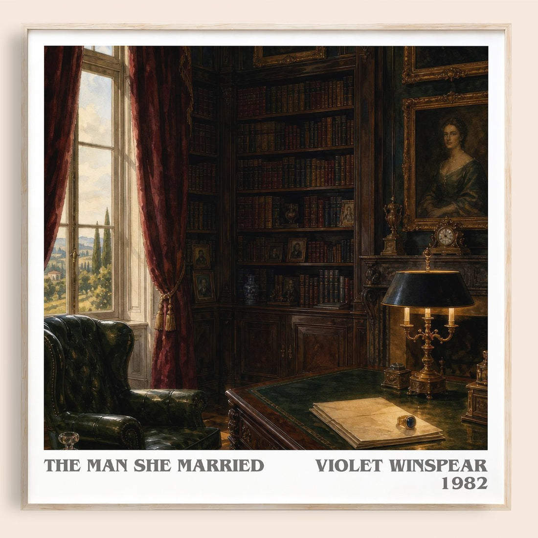 The Man She Married literary book poster by Violet Winspear – framed literary art print