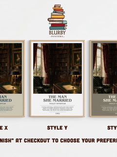 The Man She Married bookish print in frame leaning in hallway – romance wall art